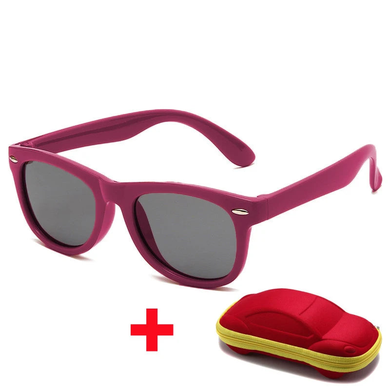 Beaira Baby Silicone Sunglasses with Glasses Box Boys Girls Outdoor Goggles Sun Glasses AC Lens Safety Glasses and Cases Gift for Kids