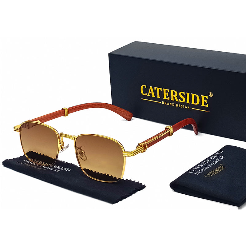 Beaira New Square Retro Sunglasses Man Wooden Metal Frame Women Sun Glasses Business Outdoor Eyewear Gift Summer Style