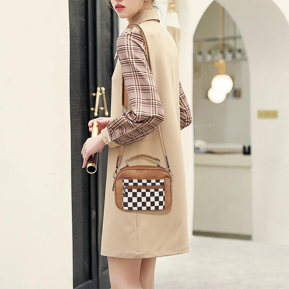 Beaira Shoulder Bag PU Leather Zipper Closure Crossbody Bag for Women with Multi-Pocket Top Handle Bag Satchel Purse for Work Travel