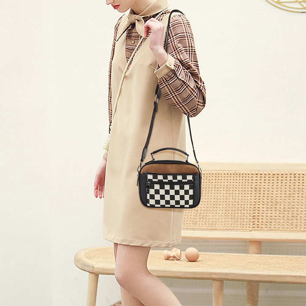 Beaira Shoulder Bag PU Leather Zipper Closure Crossbody Bag for Women with Multi-Pocket Top Handle Bag Satchel Purse for Work Travel