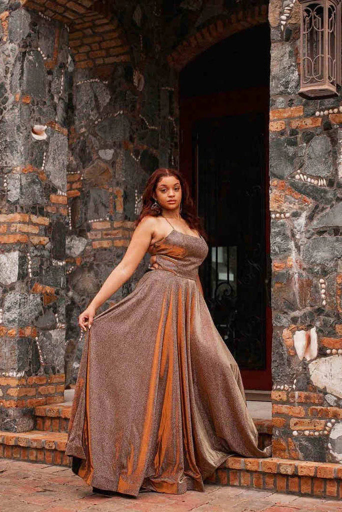 Simple Plus Size Scoop Spaghetti Straps Satin Prom Dresses Long Cheap Evening Gowns