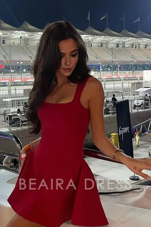 Beaira Simple Romance You Flare ball Mini Dress New Arrivals - Red