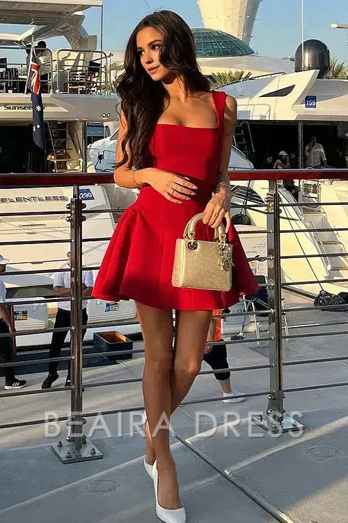 Beaira Simple Romance You Flare ball Mini Dress New Arrivals - Red
