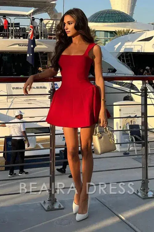 Beaira Simple Romance You Flare ball Mini Dress New Arrivals - Red