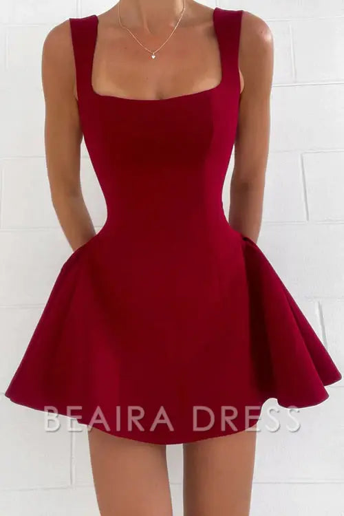 Beaira Simple Romance You Flare ball Mini Dress New Arrivals - Red