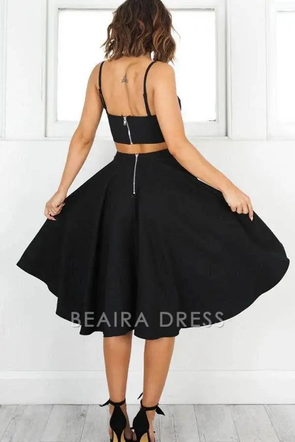 Beaira Simple Two Pieces Black Short Prom Dresses Homecoming Dresses formal wear dresses