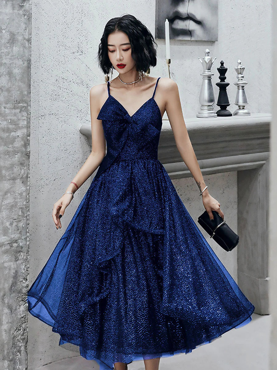 Sparkle Short Sequins Cocktail Dress V Neck Tulle Backless Homecoming Dresses