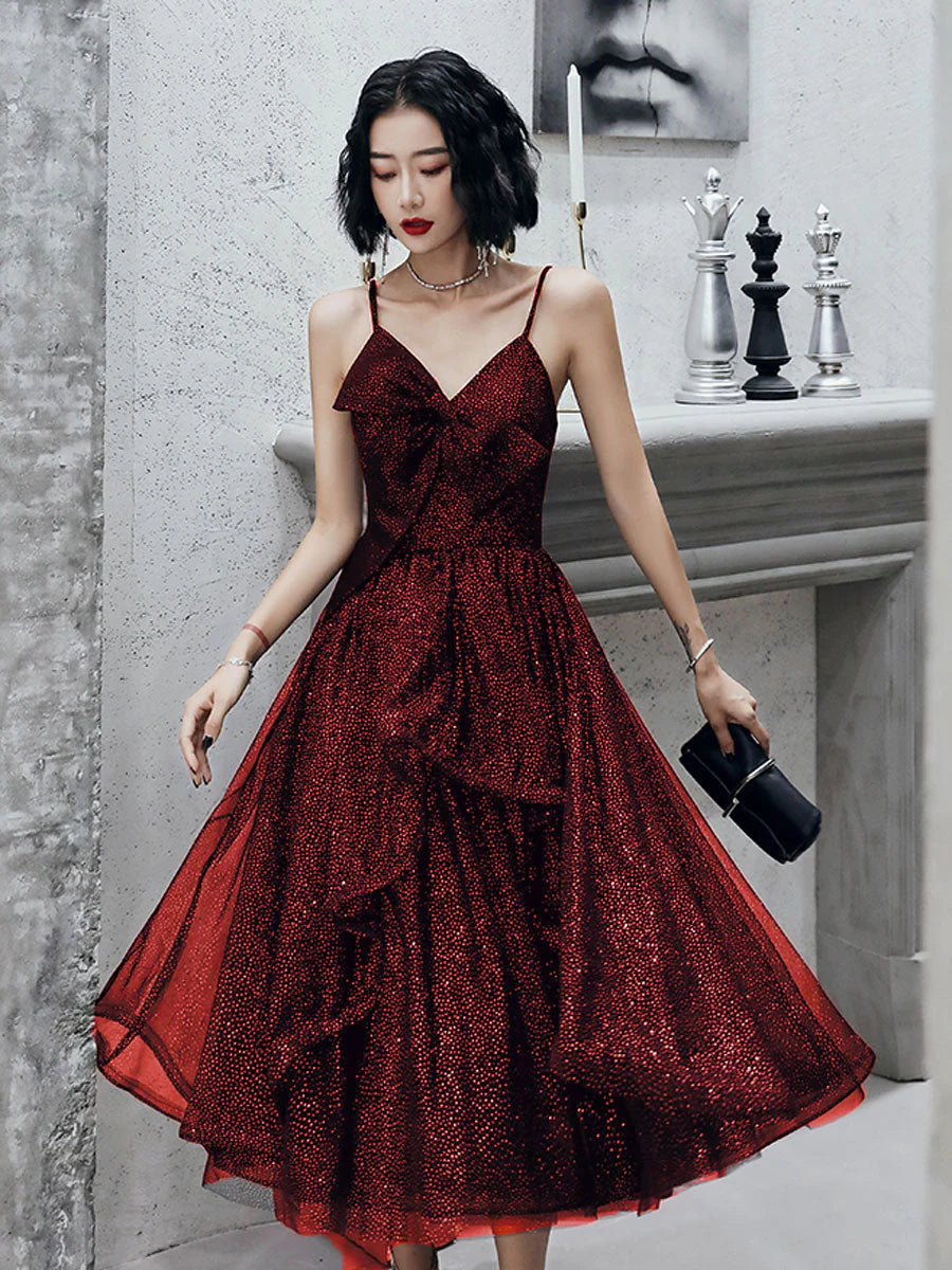 Sparkle Short Sequins Cocktail Dress V Neck Tulle Backless Homecoming Dresses