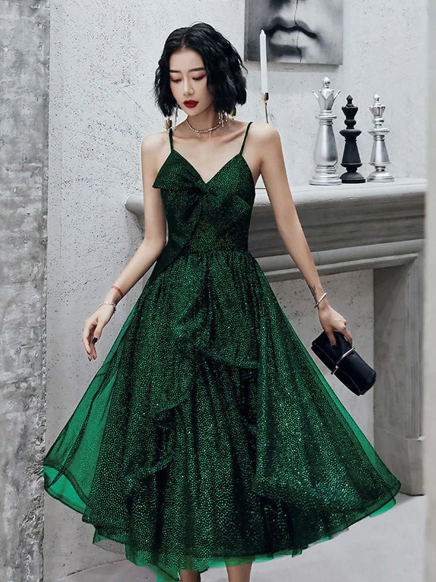 Sparkle Short Sequins Cocktail Dress V Neck Tulle Backless Homecoming Dresses