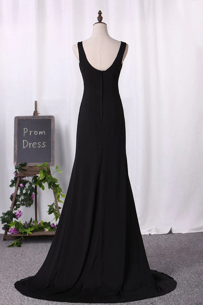 Straps Party Dresses Mermaid Spandex Sweep Train Zipper Up