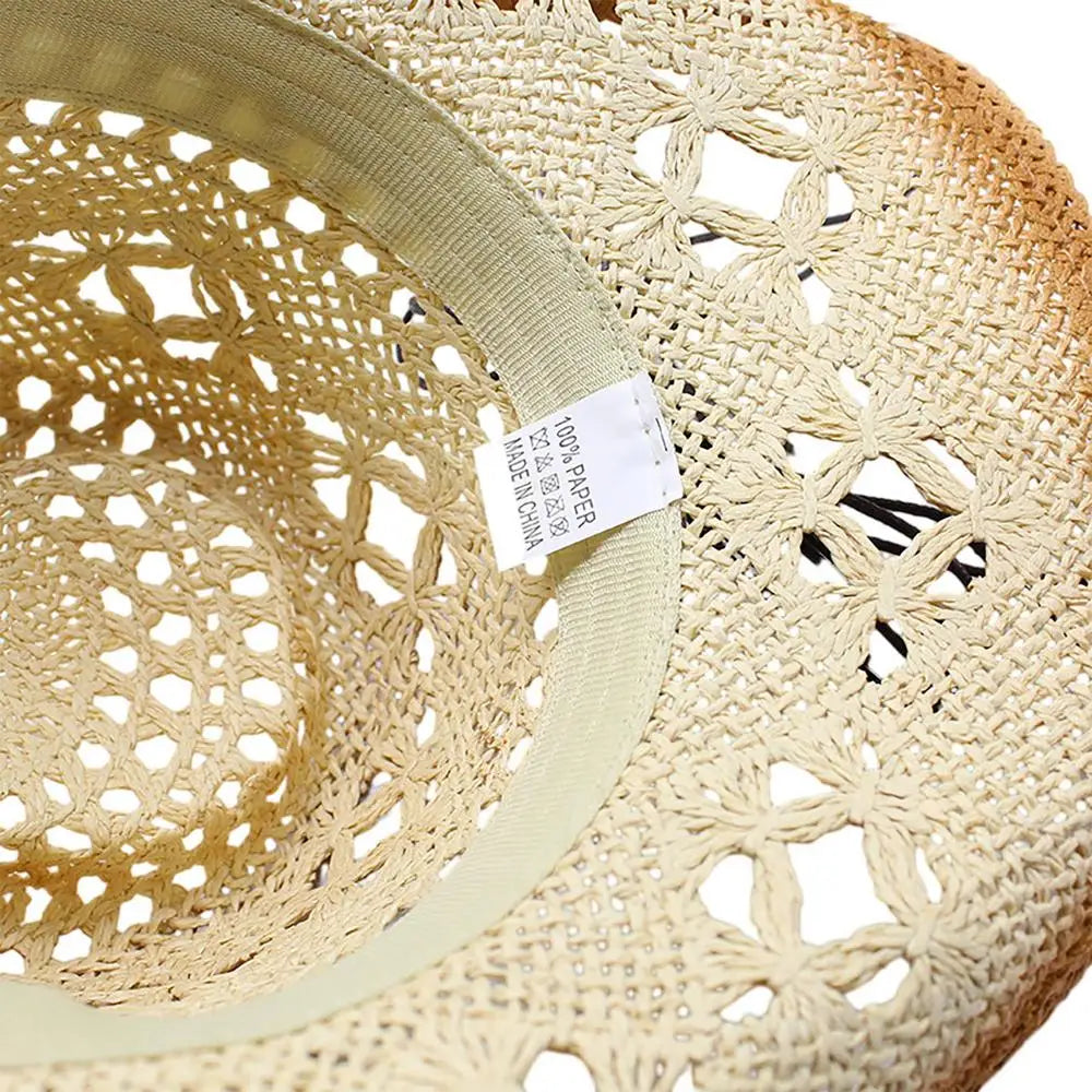 Beaira Straw Cowgirl Hat Unisex Beach Hat Cow Boy Hat With Hat Band For Men Women Breathable Lightweight Sun Protection