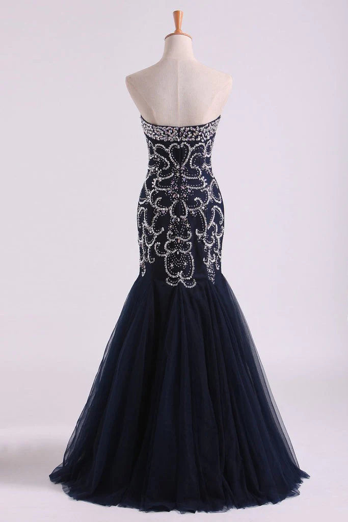 Sweetheart Party Dresses Mermaid Tulle With Beading