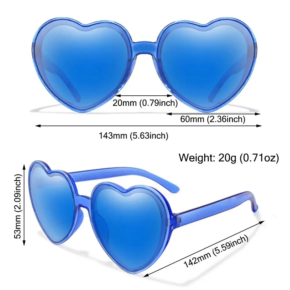 Beaira Trendy Cosplay Party Glasses Eyewear Heart-Shaped Sunglasses UV400 Protection Heart Sunglasses for Women Clout Goggle