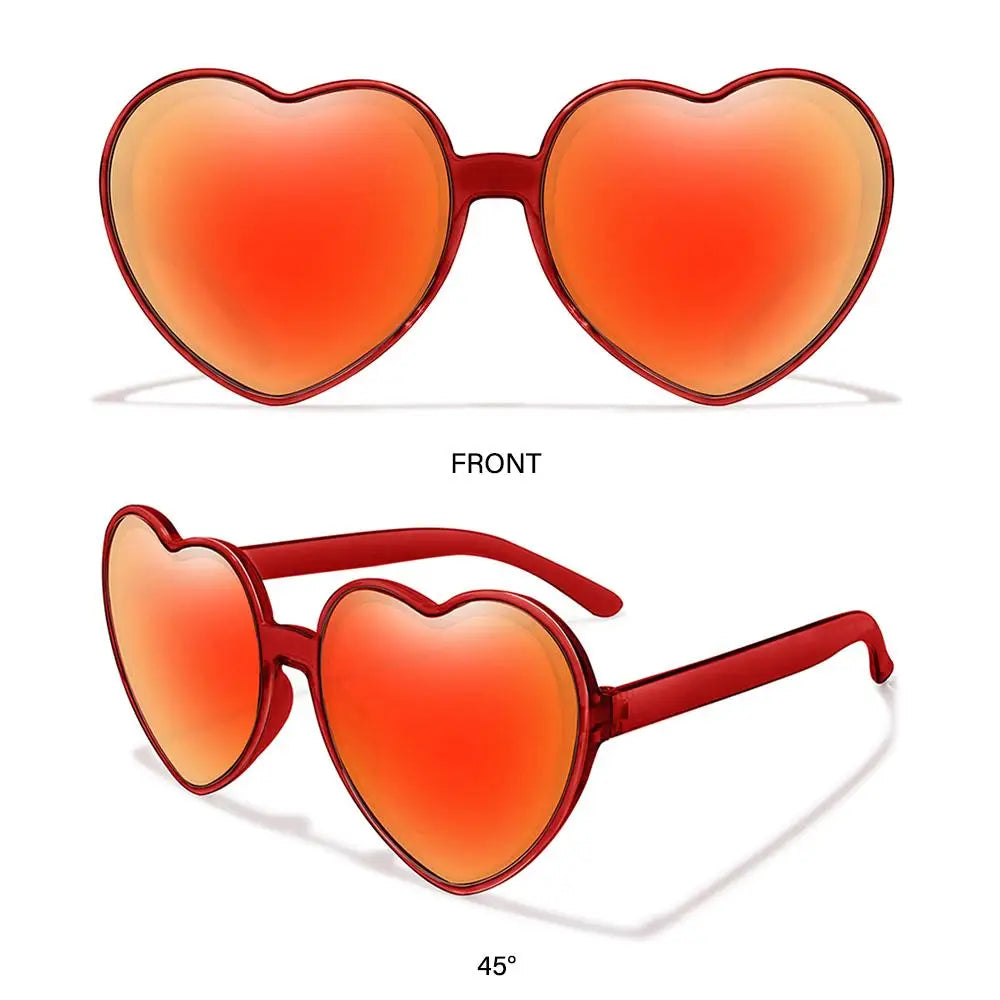 Beaira Trendy Cosplay Party Glasses Eyewear Heart-Shaped Sunglasses UV400 Protection Heart Sunglasses for Women Clout Goggle