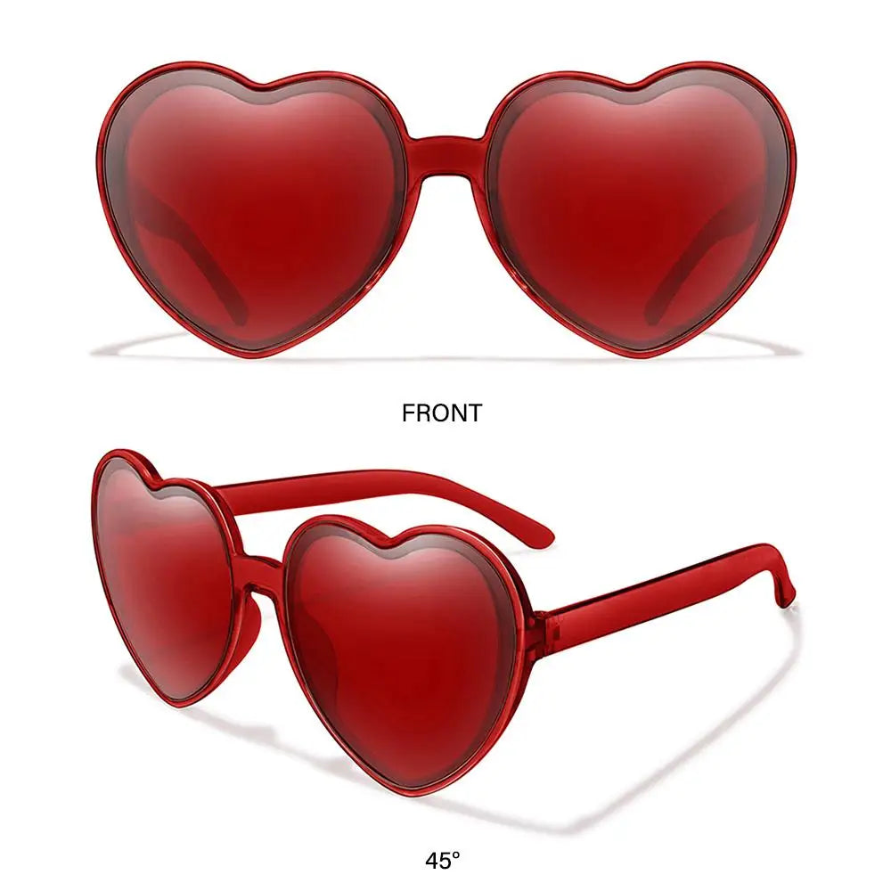 Beaira Trendy Cosplay Party Glasses Eyewear Heart-Shaped Sunglasses UV400 Protection Heart Sunglasses for Women Clout Goggle