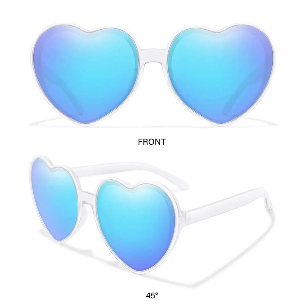 Beaira Trendy Cosplay Party Glasses Eyewear Heart-Shaped Sunglasses UV400 Protection Heart Sunglasses for Women Clout Goggle