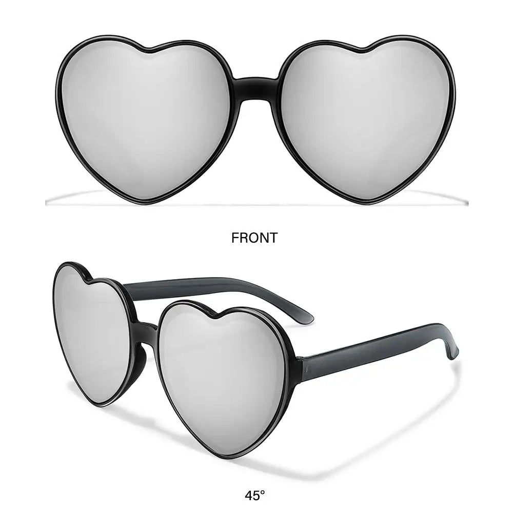Beaira Trendy Cosplay Party Glasses Eyewear Heart-Shaped Sunglasses UV400 Protection Heart Sunglasses for Women Clout Goggle