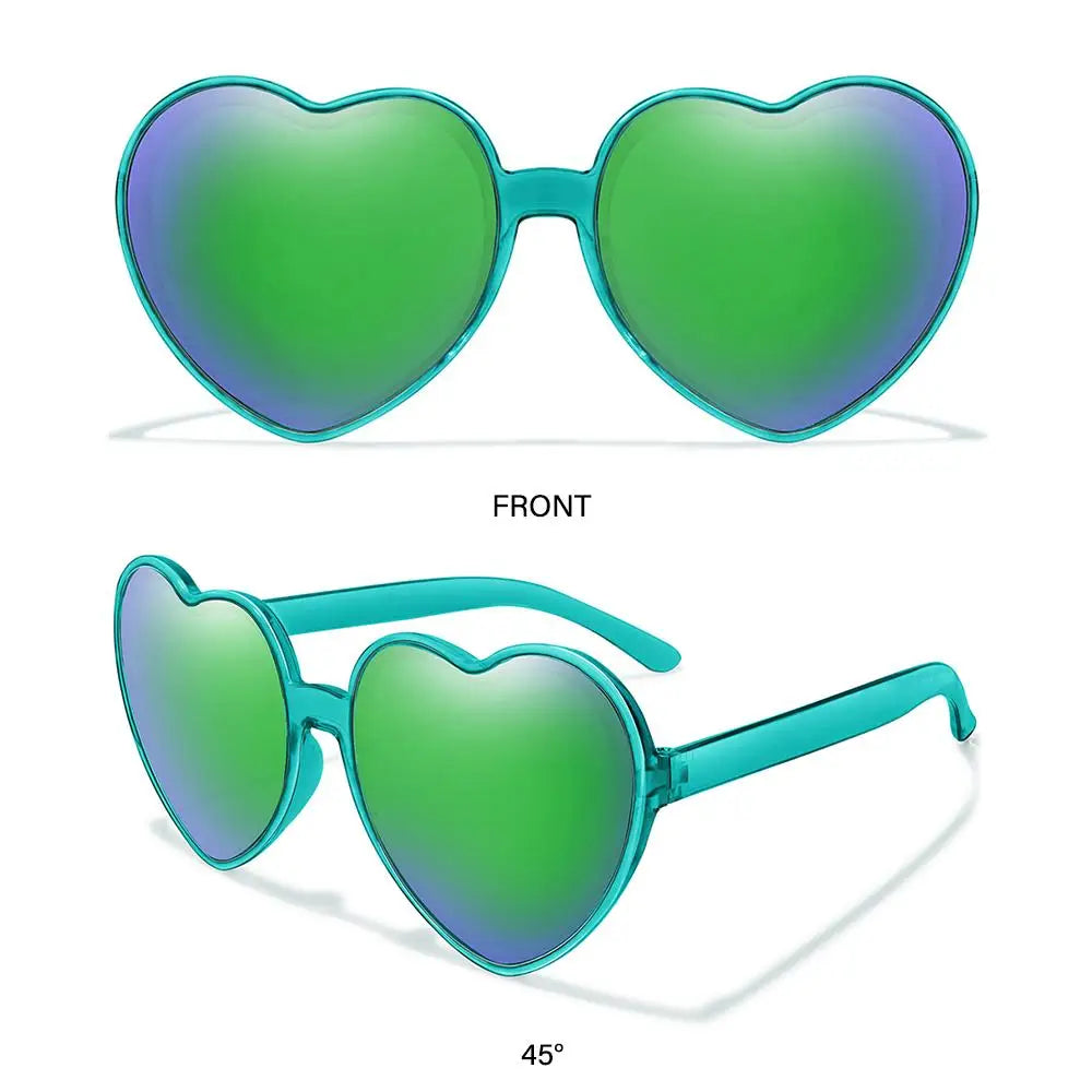 Beaira Trendy Cosplay Party Glasses Eyewear Heart-Shaped Sunglasses UV400 Protection Heart Sunglasses for Women Clout Goggle