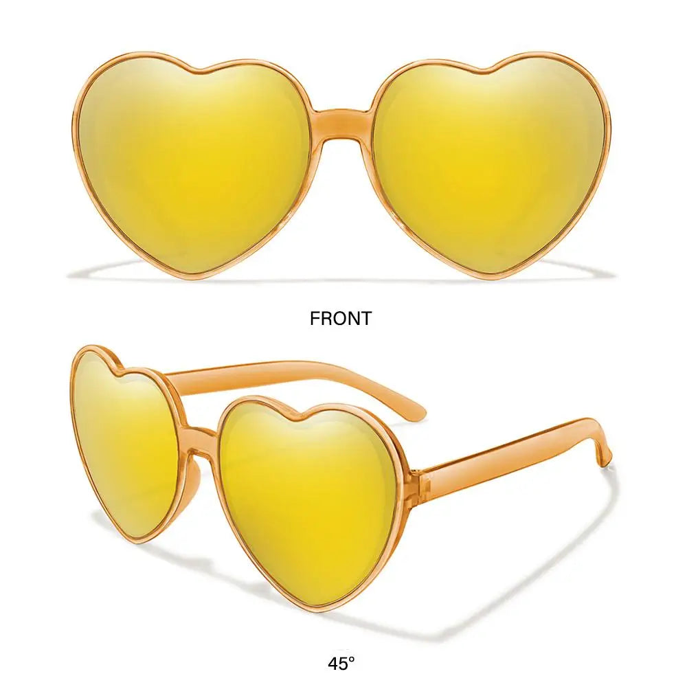 Beaira Trendy Cosplay Party Glasses Eyewear Heart-Shaped Sunglasses UV400 Protection Heart Sunglasses for Women Clout Goggle