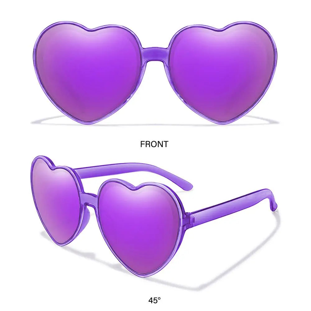 Beaira Trendy Cosplay Party Glasses Eyewear Heart-Shaped Sunglasses UV400 Protection Heart Sunglasses for Women Clout Goggle