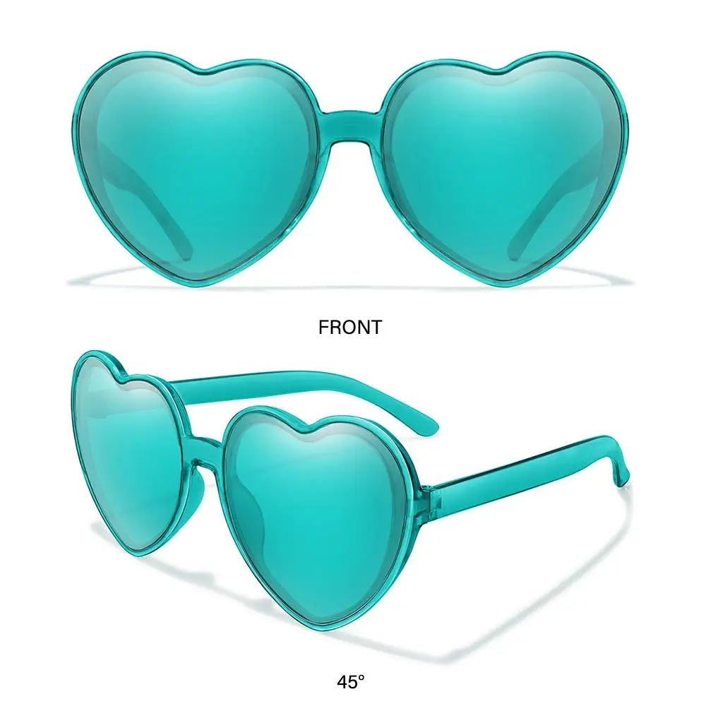 Beaira Trendy Cosplay Party Glasses Eyewear Heart-Shaped Sunglasses UV400 Protection Heart Sunglasses for Women Clout Goggle