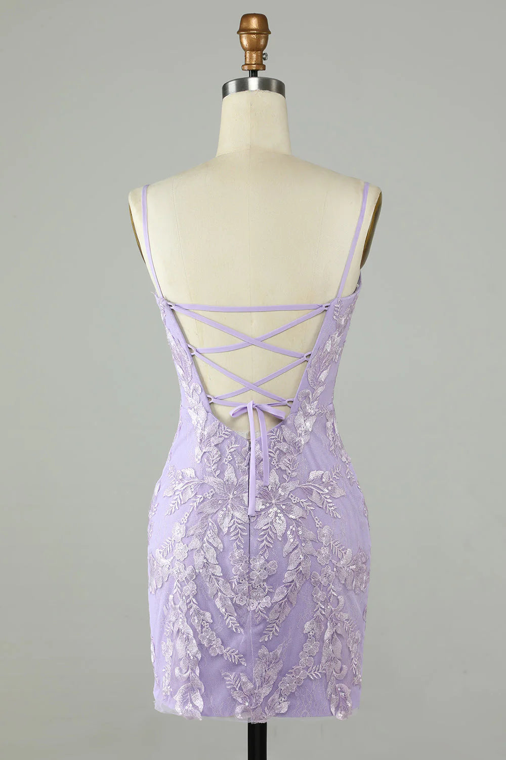 Vintage Sheath Spaghetti Straps Satin Short Homecoming Dresses with Applique