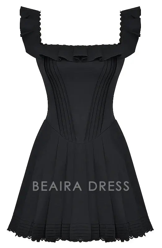 Beaira Vintage A line Straps Layered Lace Mini Dresses Black Homecoming Dress 16th Birthday Dresses