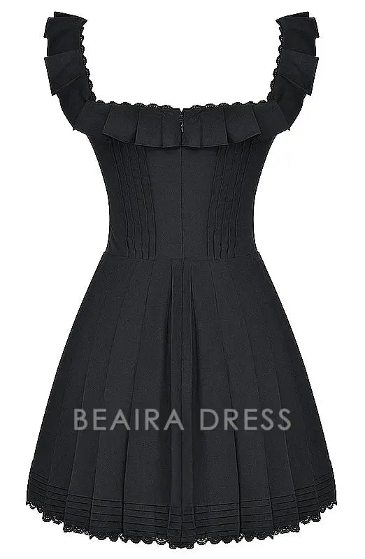 Beaira Vintage A line Straps Layered Lace Mini Dresses Black Homecoming Dress 16th Birthday Dresses