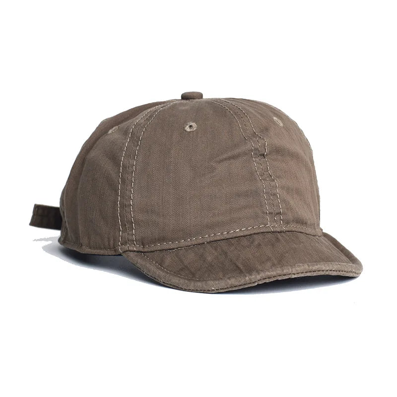 Beaira Vintage Short Brim Cotton Baseball Cap Men Women Dad Hat Adjustable Trucker Style Low Profile Caps
