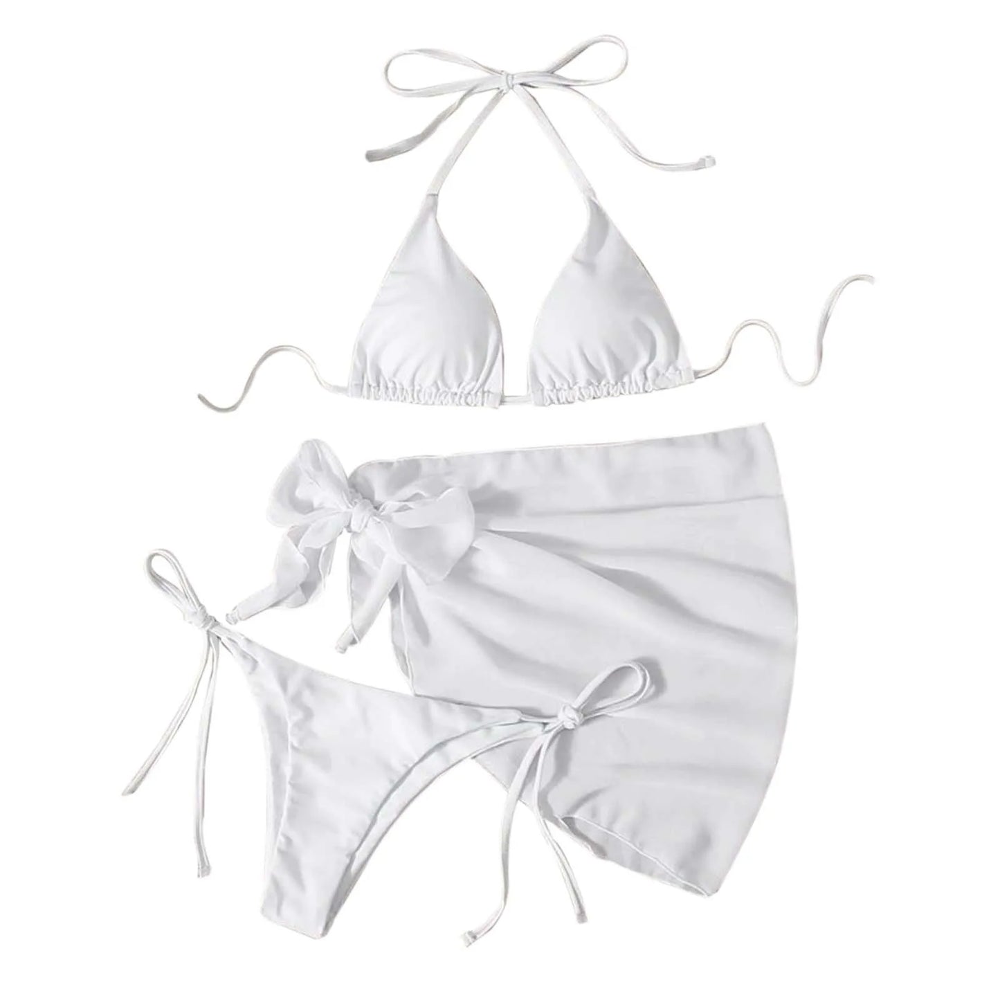 Beaira White Print Push Up Swimsuits Women Push Up Bikinis Set 3 Piece 2024 Mujer Swimwear Mesh Skirts Kontted Bathing Suit Beachwear