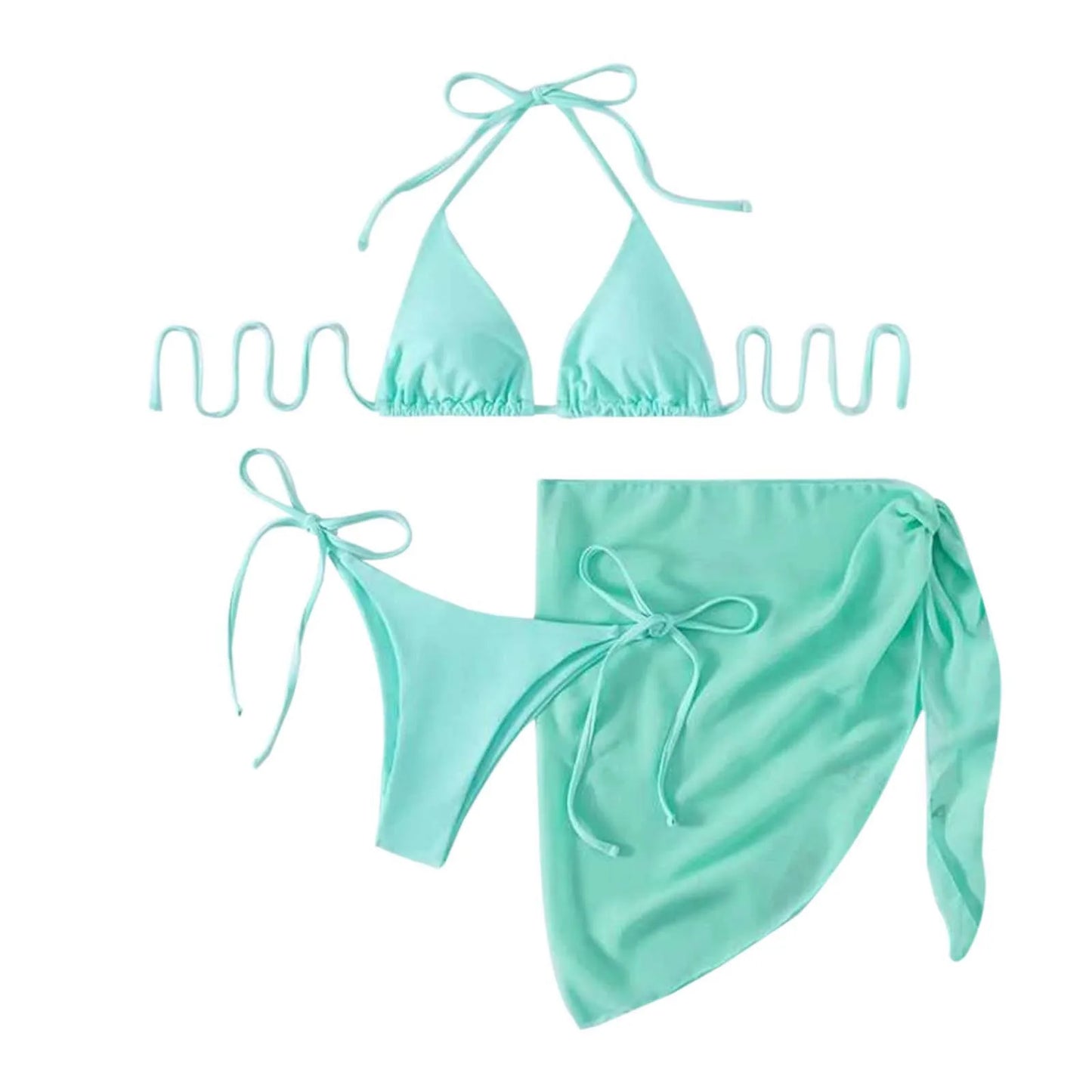Beaira White Print Push Up Swimsuits Women Push Up Bikinis Set 3 Piece 2024 Mujer Swimwear Mesh Skirts Kontted Bathing Suit Beachwear
