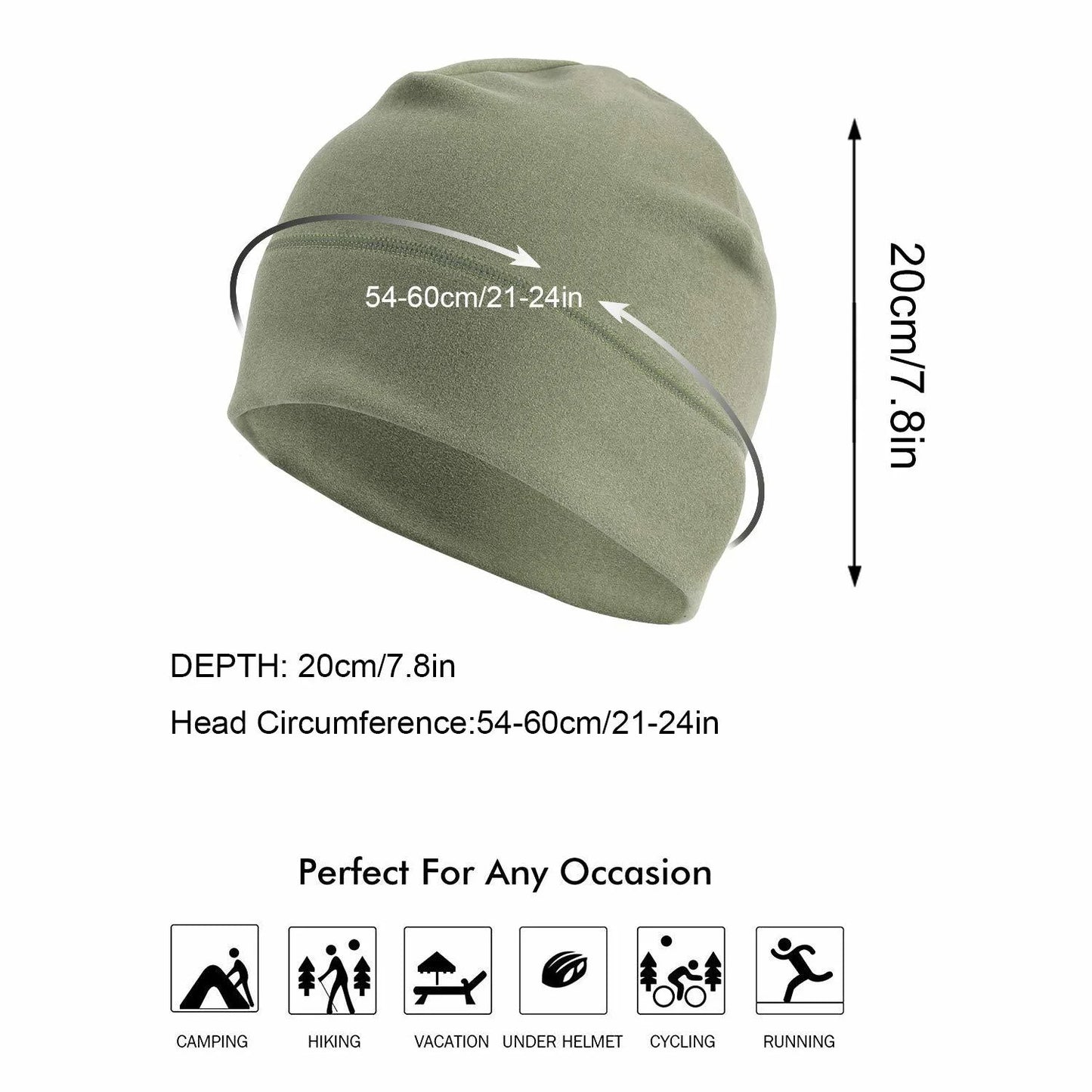 Beaira Winter Thermal Warm Skull Cap Windproof Fleece Hat Ski Running Cycling Beanie Hat for Men Women Helmet Liner Running Beanie Hat