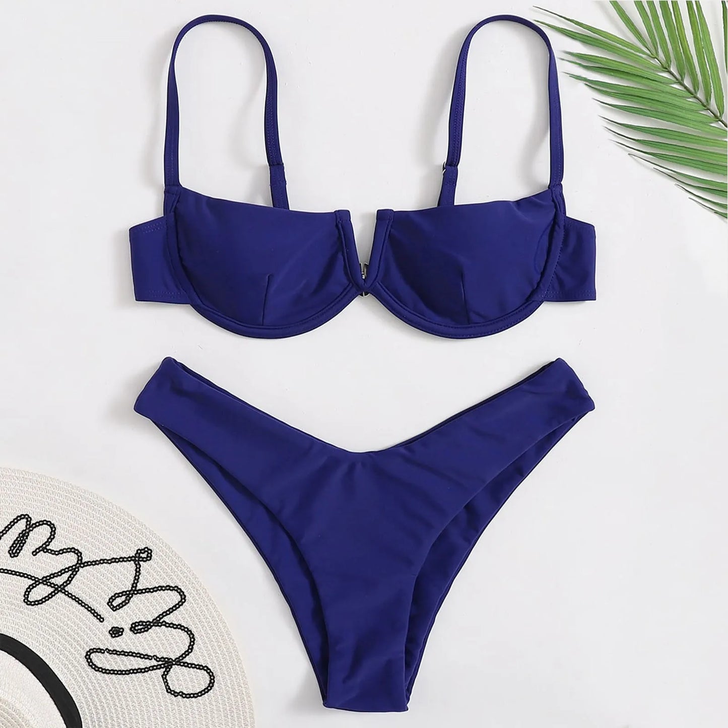 Beaira Women'S Bikinis Trend Women'S Summer Fashion Steel Push Up Two Piece Swimsuit Sexy Bikini Solid Trajes De BañO Mujer