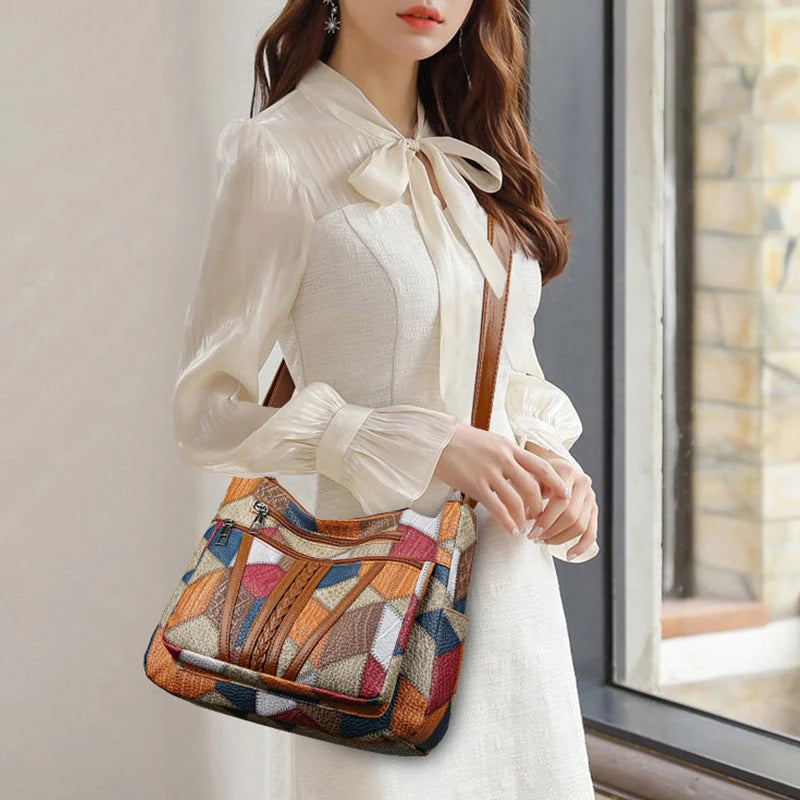 Beaira Women's Elegant Vintage Crossbody Bag Trendy HandBag Fashion Multi-pockets Shoulder Bag All-match Retro Crossbody Bag for Daily