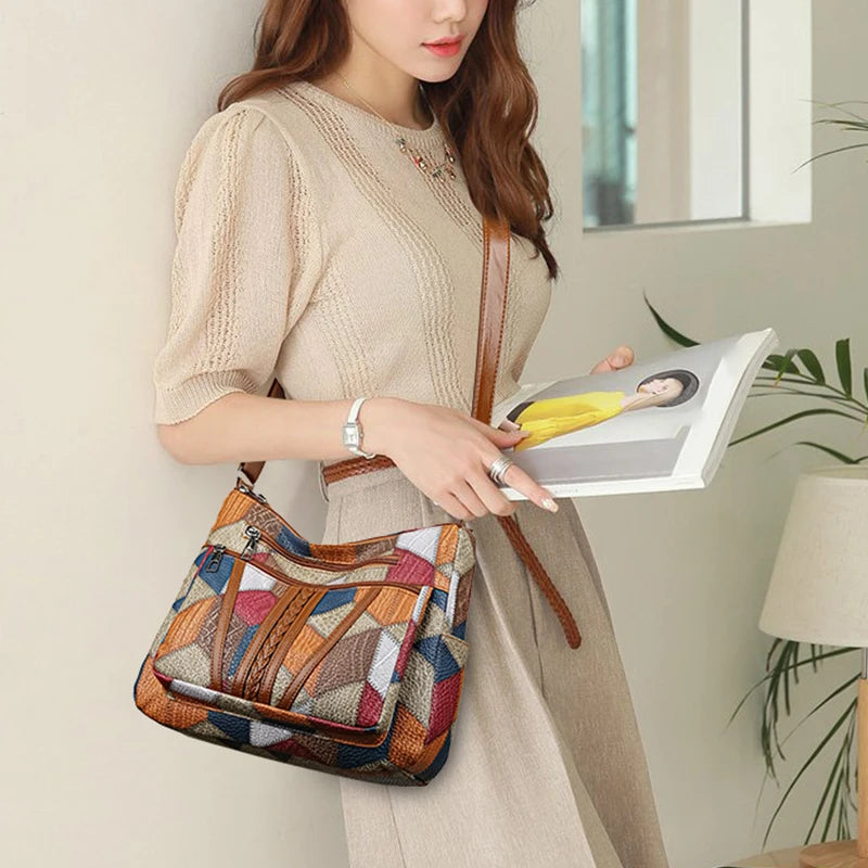 Beaira Women's Elegant Vintage Crossbody Bag Trendy HandBag Fashion Multi-pockets Shoulder Bag All-match Retro Crossbody Bag for Daily