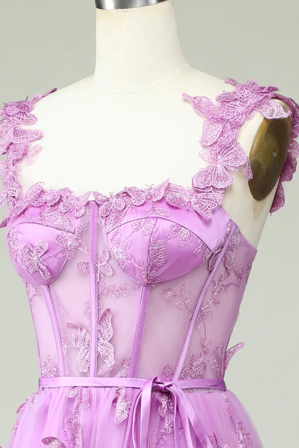 Beaira Purple A Line Butterflies Appliques Prom Dress