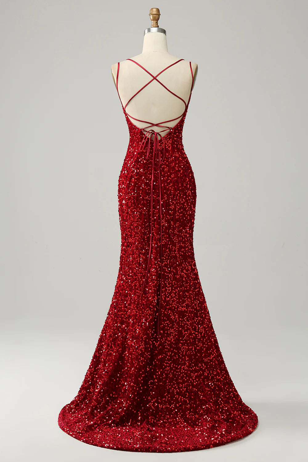 Sparkly Mermaid Backless Long Prom Dress with Fringes