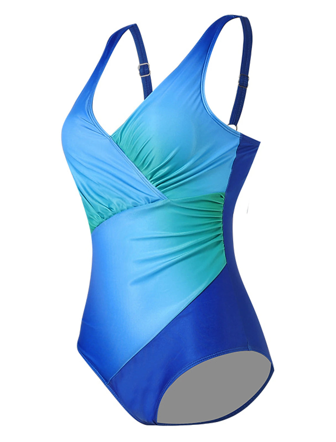Women's Plus Size Swimwear One Piece Bathing Suits Swimsuit Ruched Tummy Control Ombre Gradient Color Beach Wear Bathing Suits