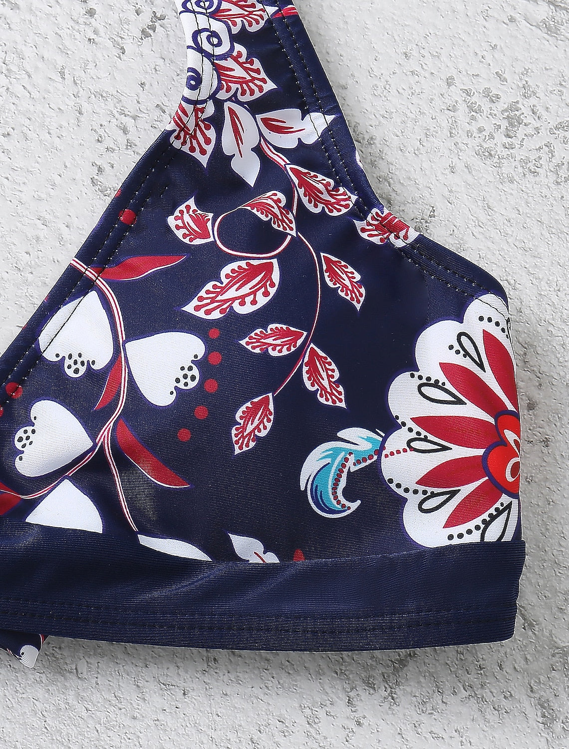 Women's Swimwear Bikini 2 Piece Swimsuit Halter 2 Piece Open Back Sexy Floral V Wire Tropical Sexy Bathing Suits