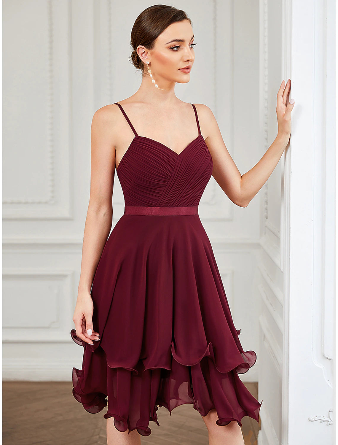 A-Line Homecoming Dresses Tiered Plisse Dress Homecoming Prom Short / Mini Sleeveless Sweetheart Chiffon with