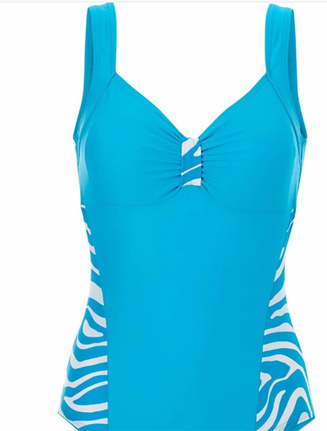 Women's Plus Size Swimwear One Piece Monokini Swimsuit Modest Swimwear Tummy Control Open Back Printing for Big Busts Zebra Print V Wire Stylish Holiday Bathing Suits