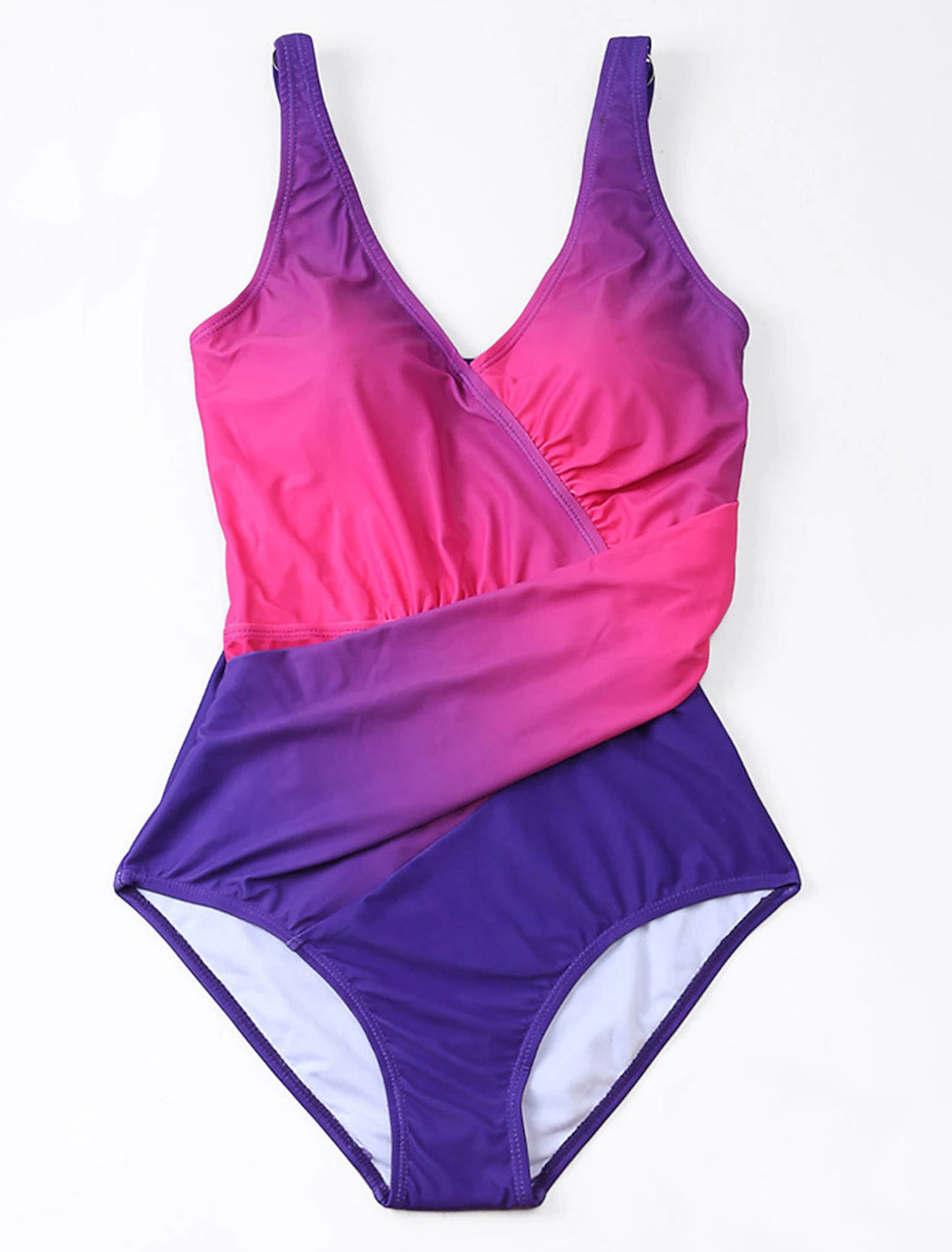 Women's Plus Size Swimwear One Piece Bathing Suits Swimsuit Ruched Tummy Control Ombre Gradient Color Beach Wear Bathing Suits