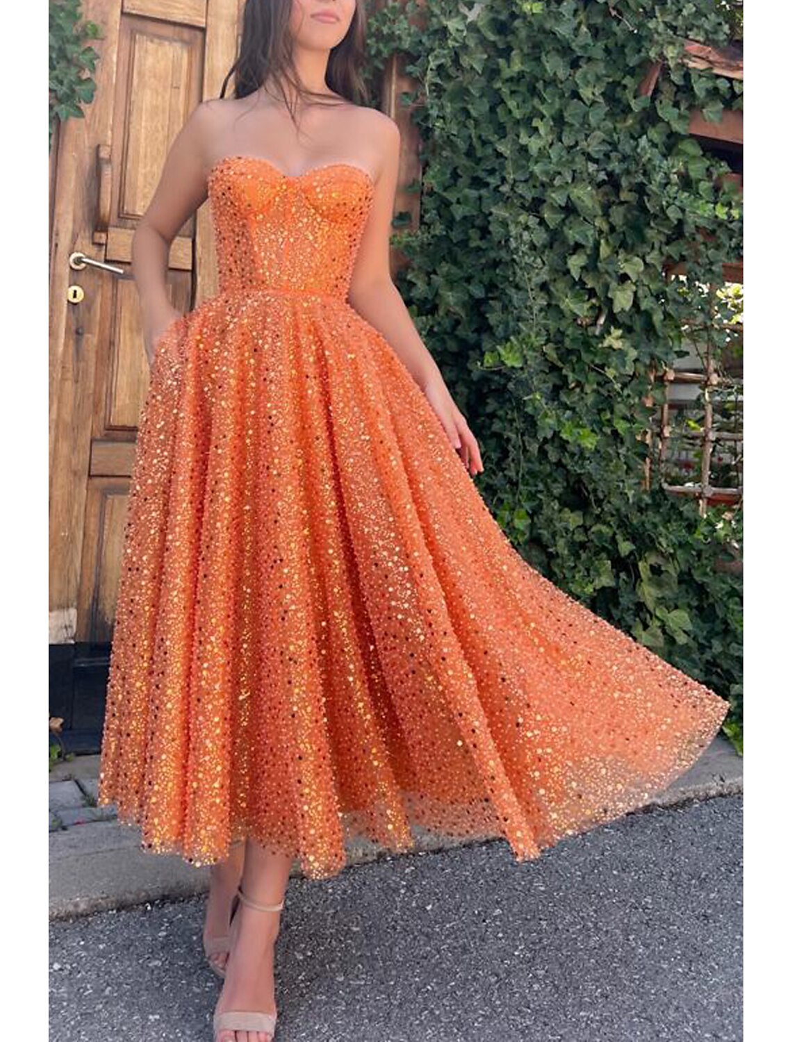 A-Line Prom Dresses Sparkle & Shine Dress Cocktail Party Wedding Party Floor Length Sleeveless Sweetheart Lace with Sequin