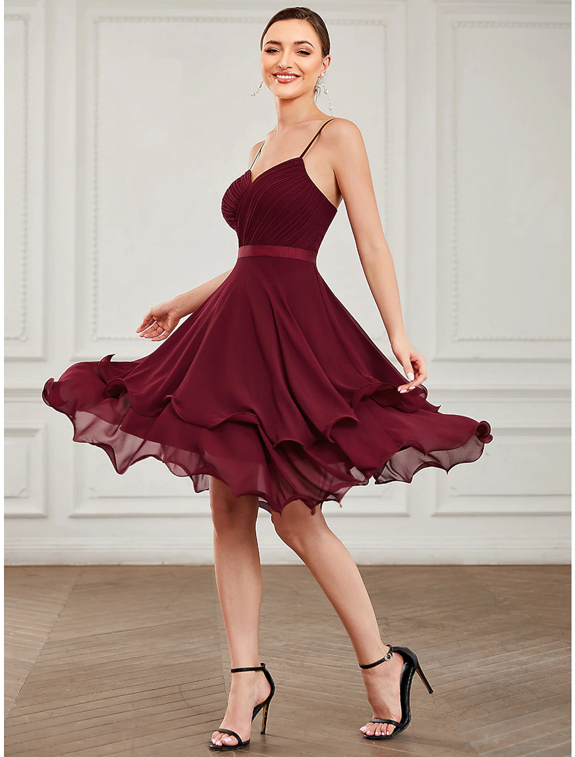 A-Line Homecoming Dresses Tiered Plisse Dress Homecoming Prom Short / Mini Sleeveless Sweetheart Chiffon with