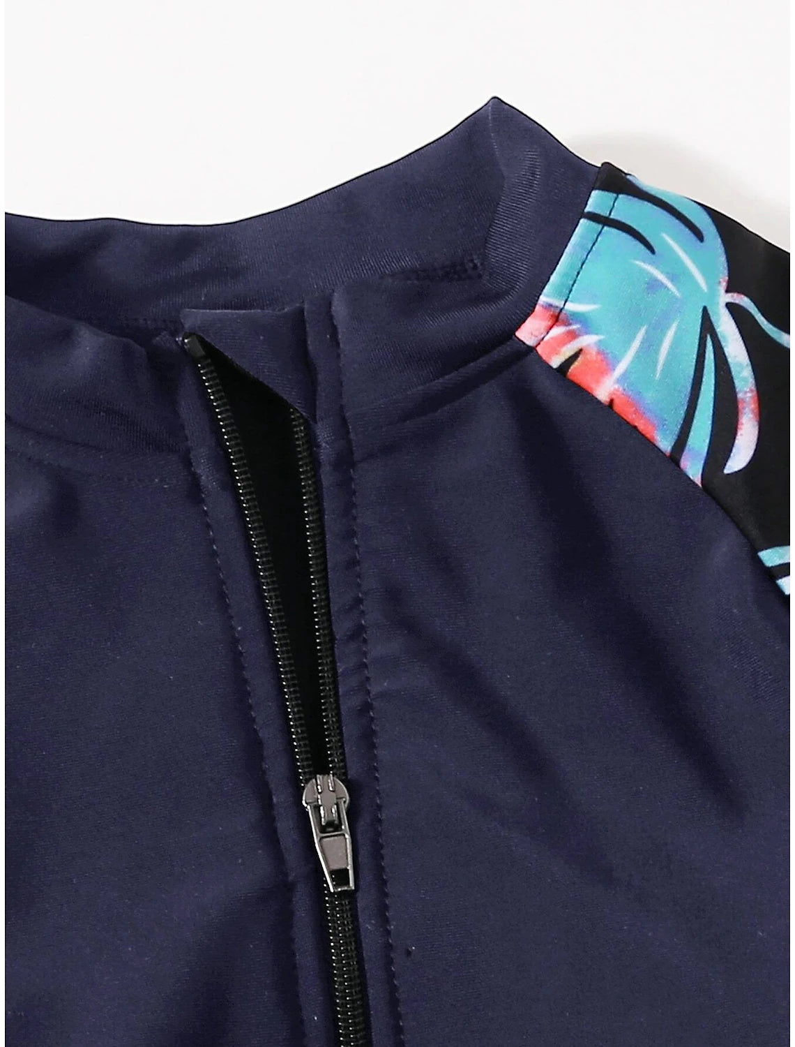 Women's Normal Swimwear Rash Guard Diving Bathing Suits Swimsuit Zipper UV Protection Modest Swimwear Tummy Control Printing Leaf Scoop Neck Vacation Stylish Bathing Suits