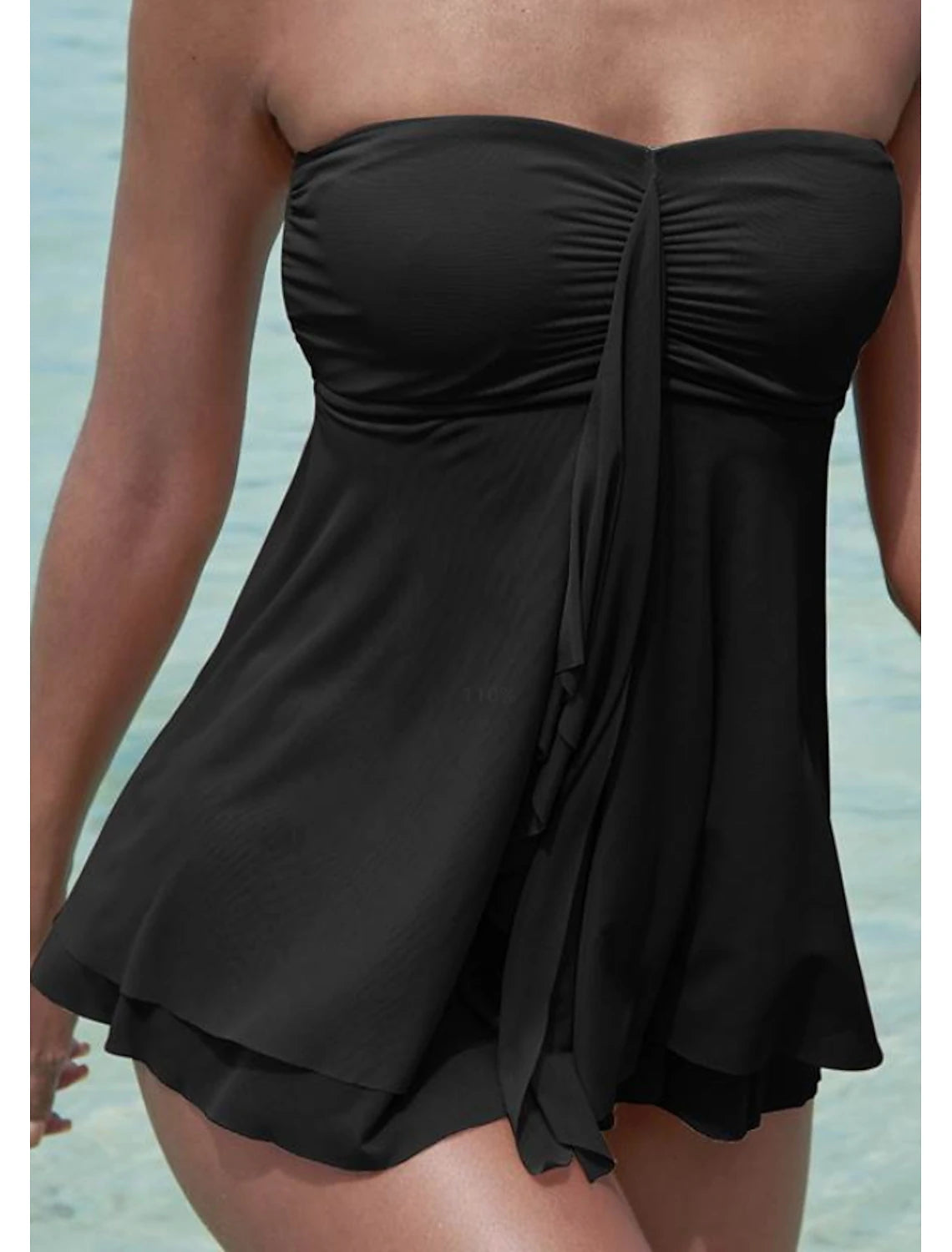 Women's Normal Swimwear Tankini 2 Piece Swimsuit 2 Piece Modest Swimwear Bandeau Strapless Solid Color Strap Vacation Beach Wear Bathing Suits