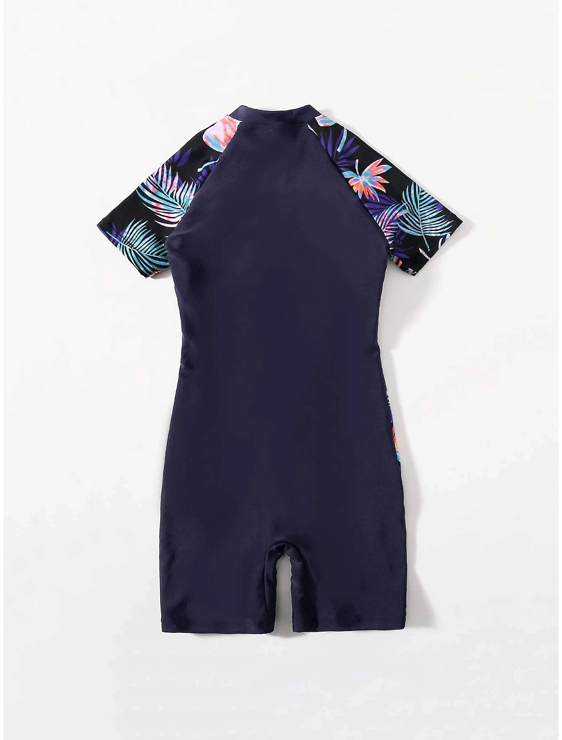 Women's Normal Swimwear Rash Guard Diving Bathing Suits Swimsuit Zipper UV Protection Modest Swimwear Tummy Control Printing Leaf Scoop Neck Vacation Stylish Bathing Suits