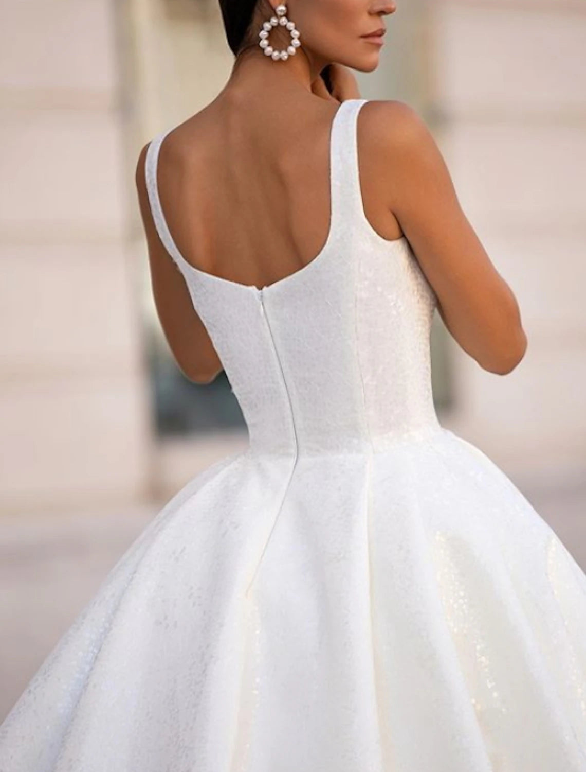 Engagement Formal Wedding Dresses Ball Gown Square Square Neck Sleeveless Floor Length Satin Bridal Gowns With Pleats