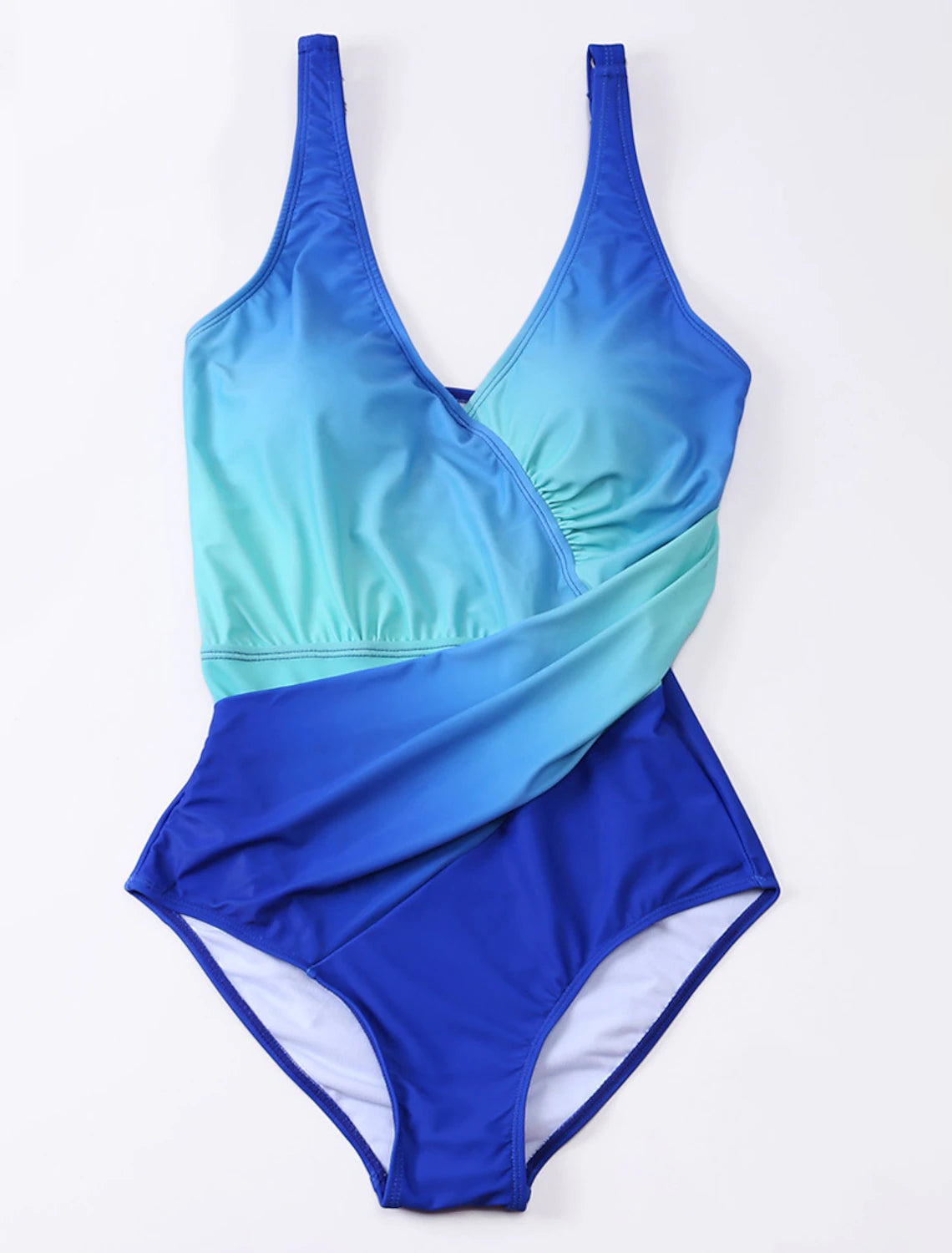 Women's Plus Size Swimwear One Piece Bathing Suits Swimsuit Ruched Tummy Control Ombre Gradient Color Beach Wear Bathing Suits