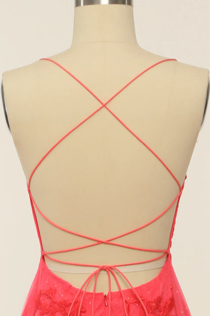 Backless Long Prom Dress with Appliques